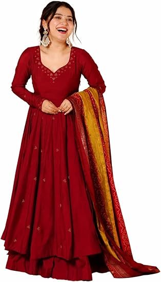 Women’s Cotton Printed Anarkali Kurta With Palazzo & Dupatta Set - Image 6
