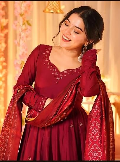 Women’s Cotton Printed Anarkali Kurta With Palazzo & Dupatta Set