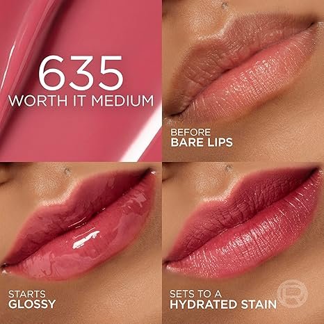 L'Oreal Paris Hyaluron Tint Lip Stain Serum, Long Lasting, Hydrating Lip Makeup Infused with Hyaluronic Acid, 635 Worth It Medium - Image 5